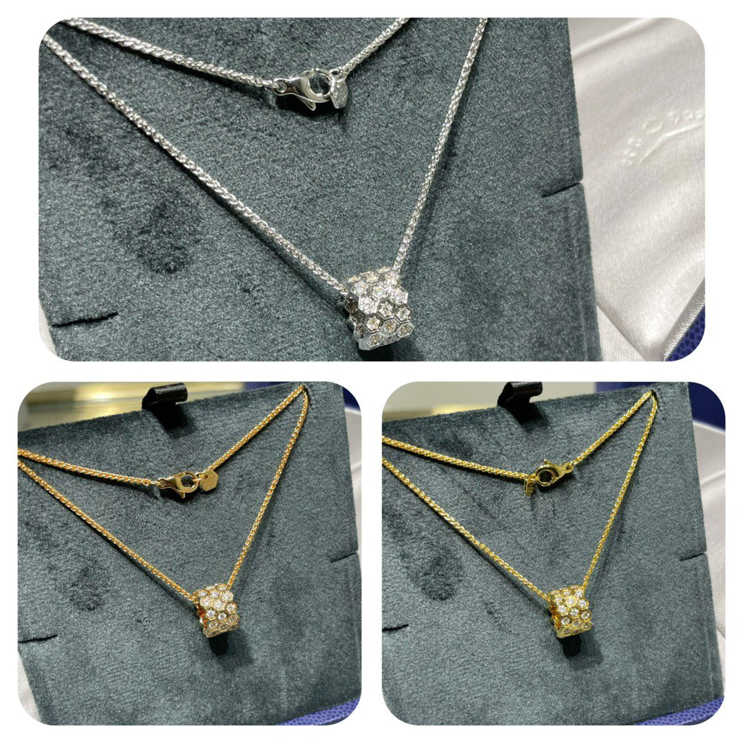LUXEIFY BEE LOVE DIAMOND PAVED 3 ROW NECKLACE