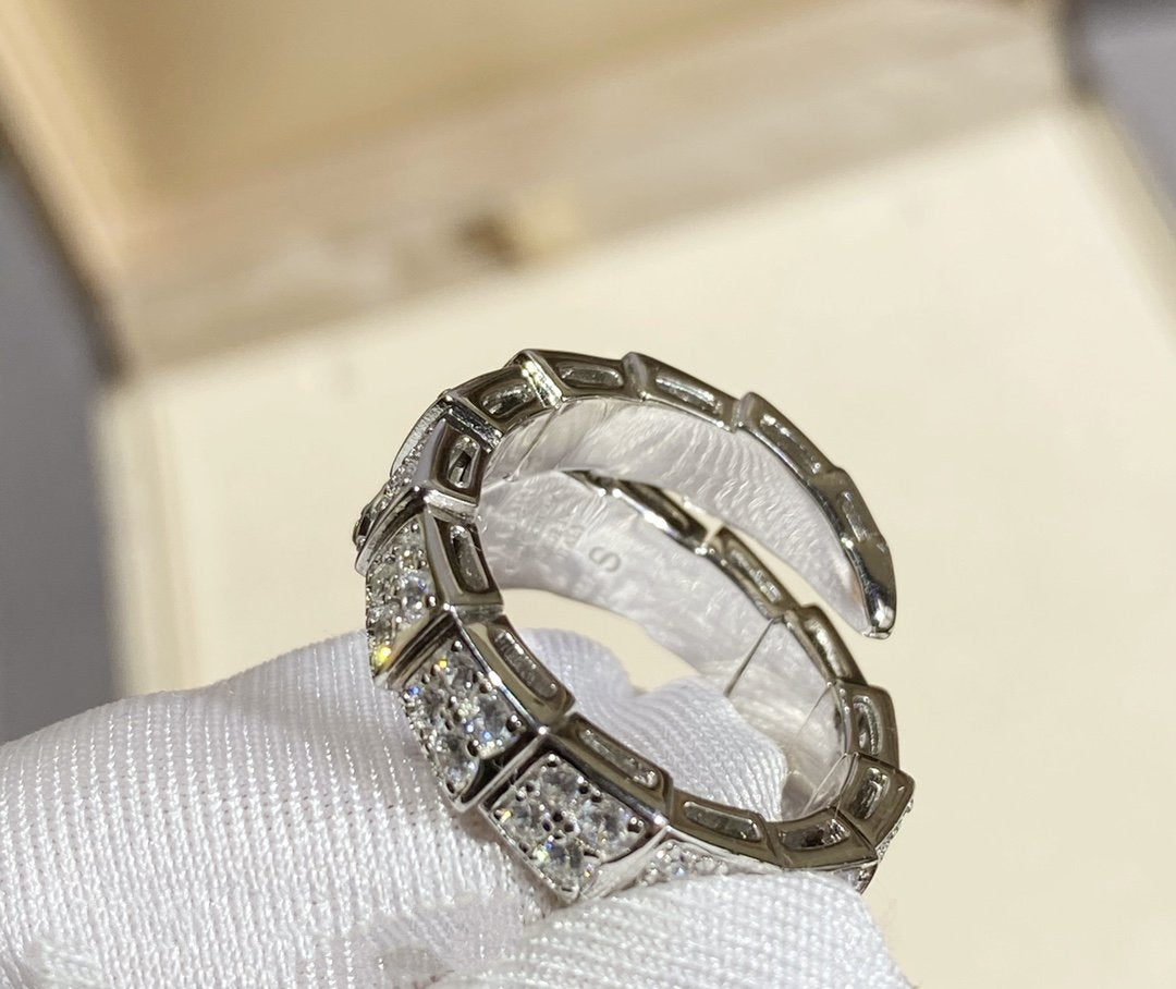 LUXEIFY SERPENTI RING SILVER DIAMOND PAVED