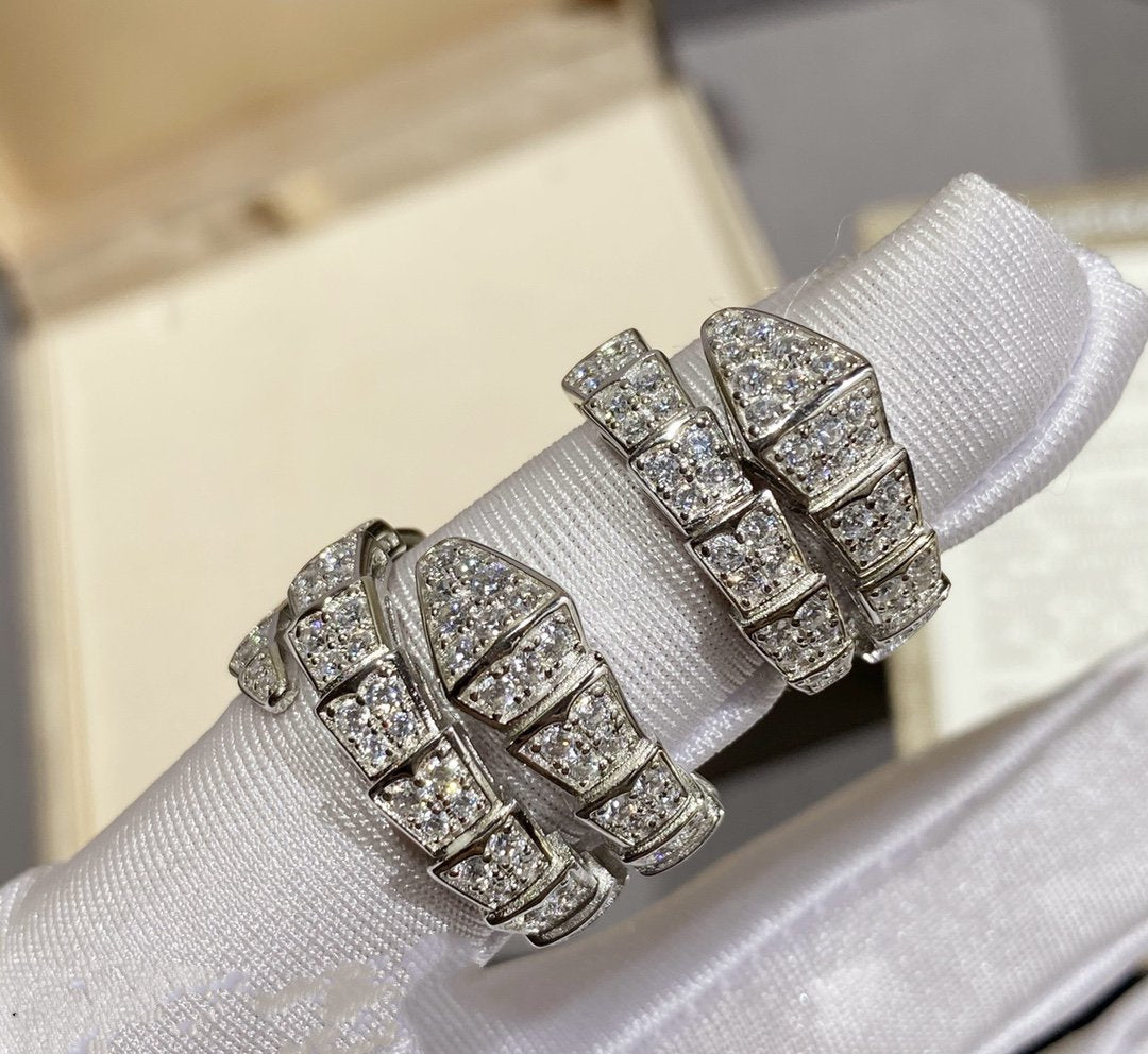 LUXEIFY SERPENTI RING SILVER DIAMOND PAVED
