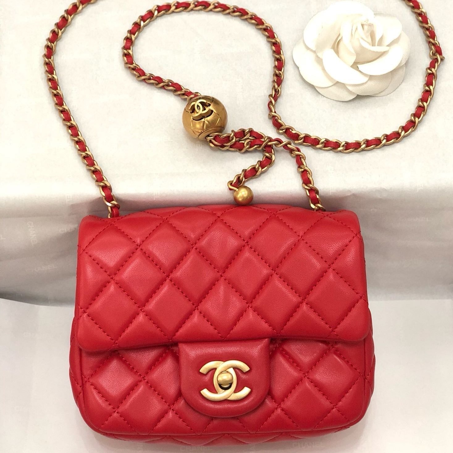 FLAP BAG 17CM PINK LAMBSKIN GOLD HARDWARE