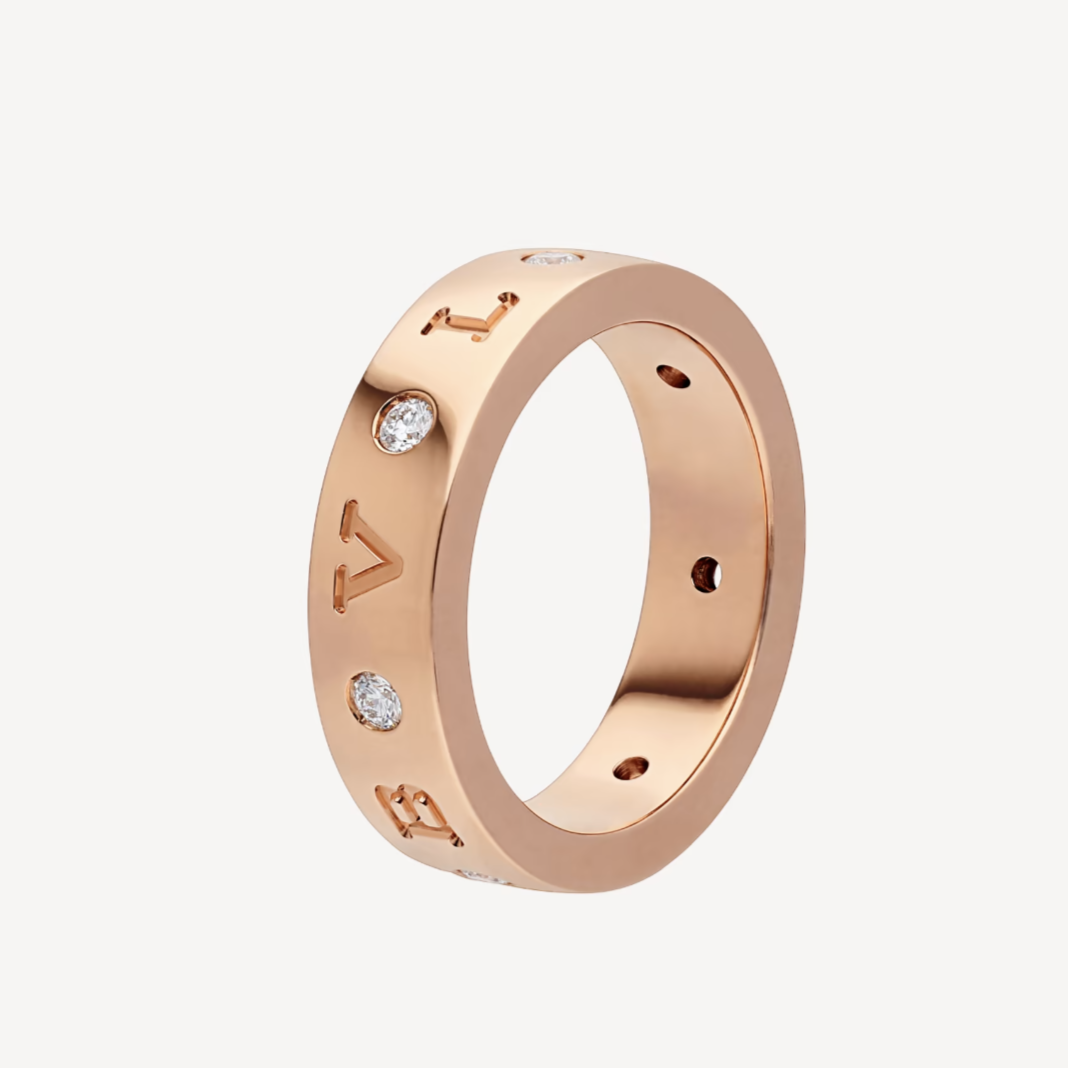 LUXEIFY ZERO 1 ESSENTIAL PINK GOLD BAND WITH DIAMONDS RING