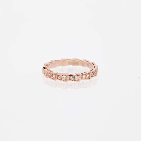 LUXEIFY SERPENTI RING PINK GOLD DIAMOND PAVED 3MM