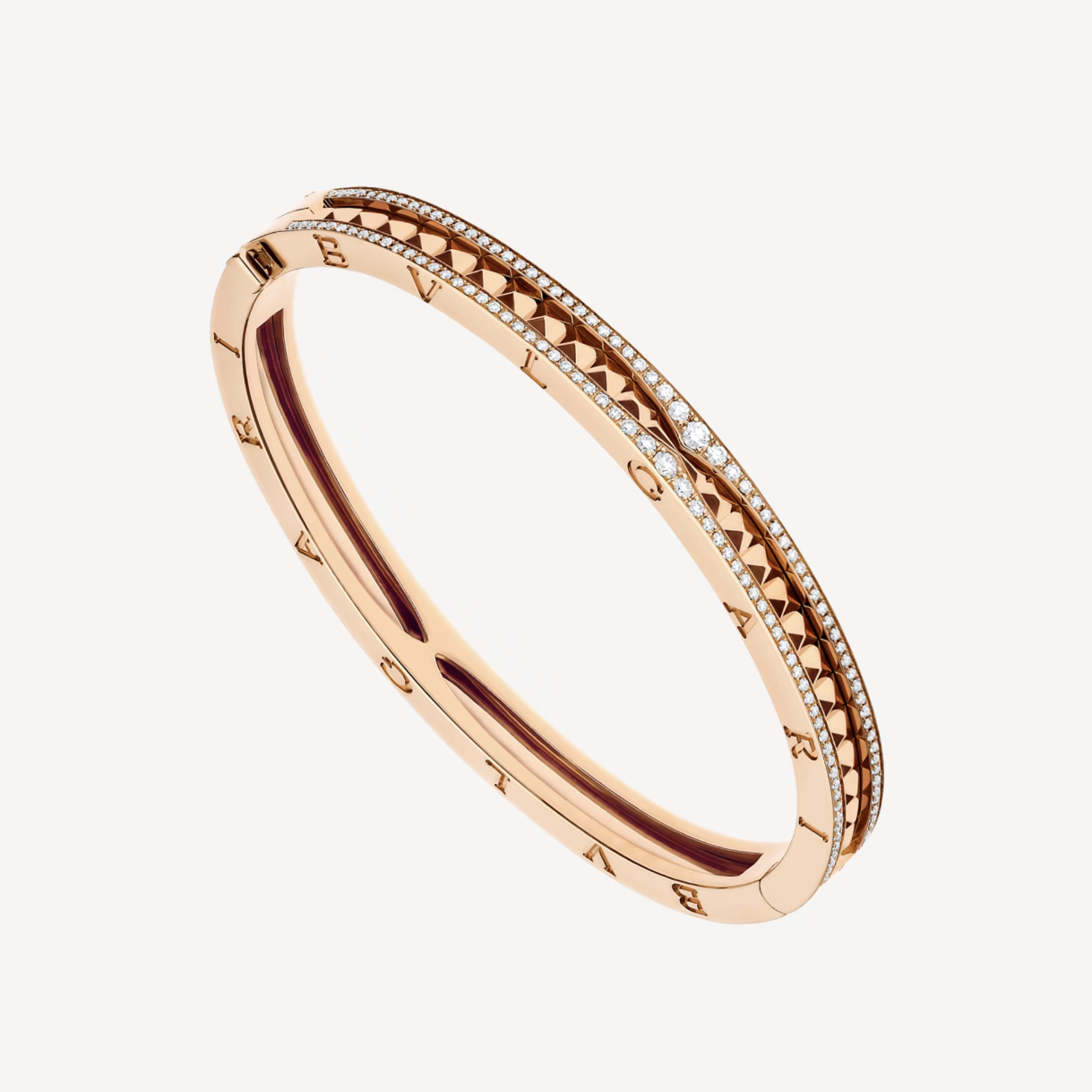 LUXEIFY ZERO 1 SPIRAL AND PAVED DIAMOND PINK GOLD BRACELET