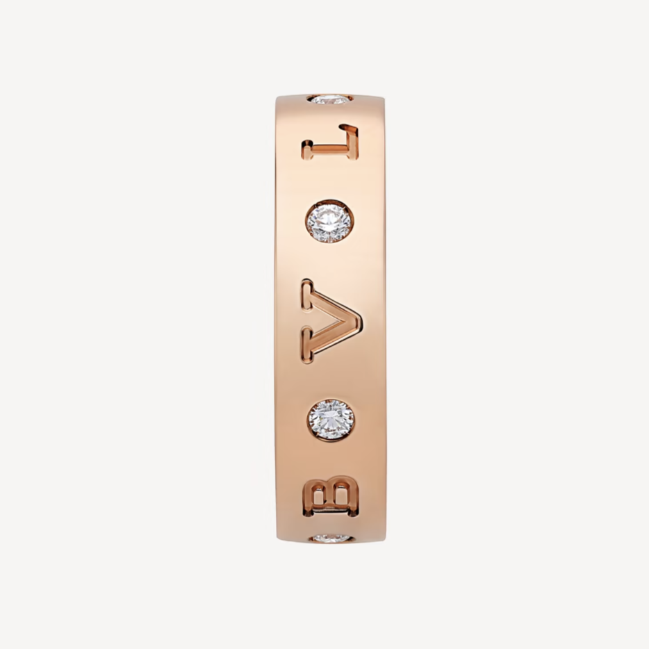LUXEIFY ZERO 1 ESSENTIAL PINK GOLD BAND WITH DIAMONDS RING