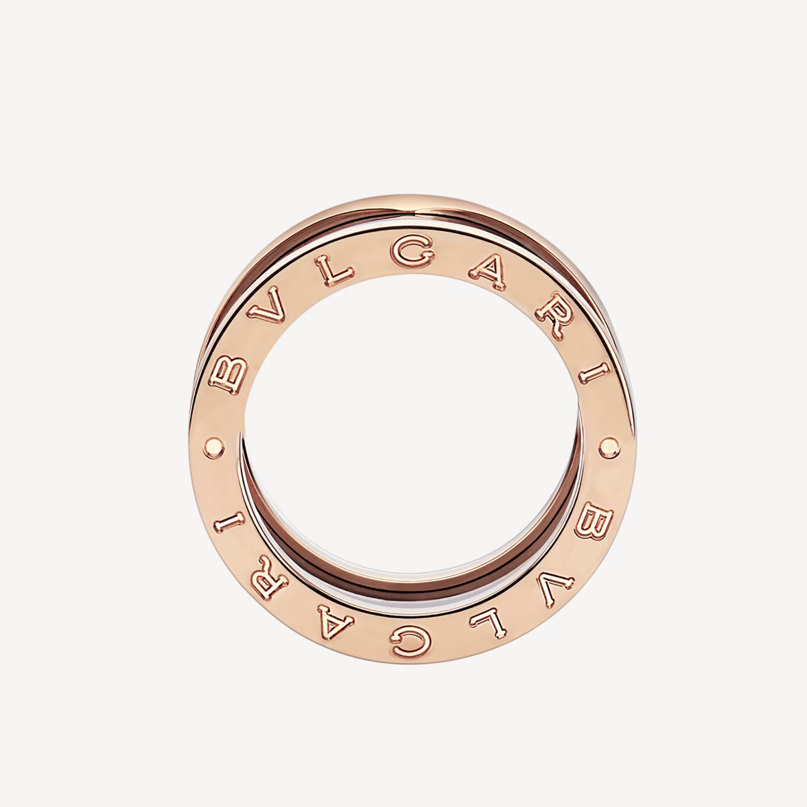 LUXEIFY ZERO 1 FOUR-BAND LOOPS AND BLACK CERAMIC SPIRAL PINK GOLD RING