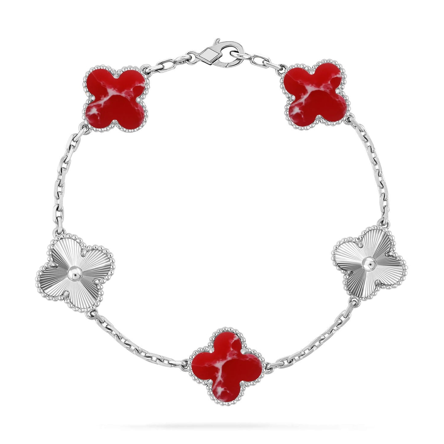 CLOVER 5 MOTIF RED PATTERN BRACELET COLLECTION