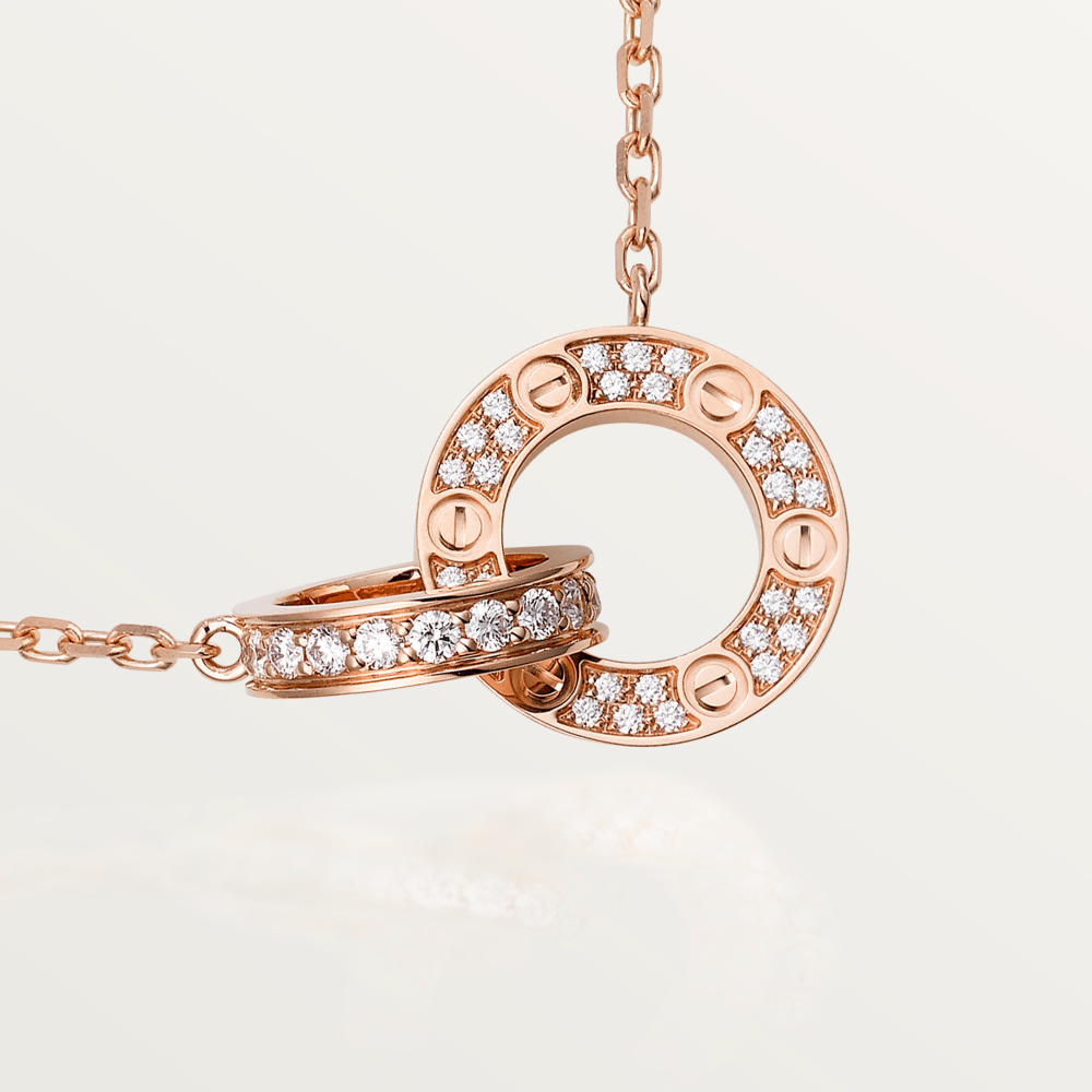 LUXEIFY LOVE 7.6MM NECKLACE ROSE GOLD AND SILVER FULL DIAMOND