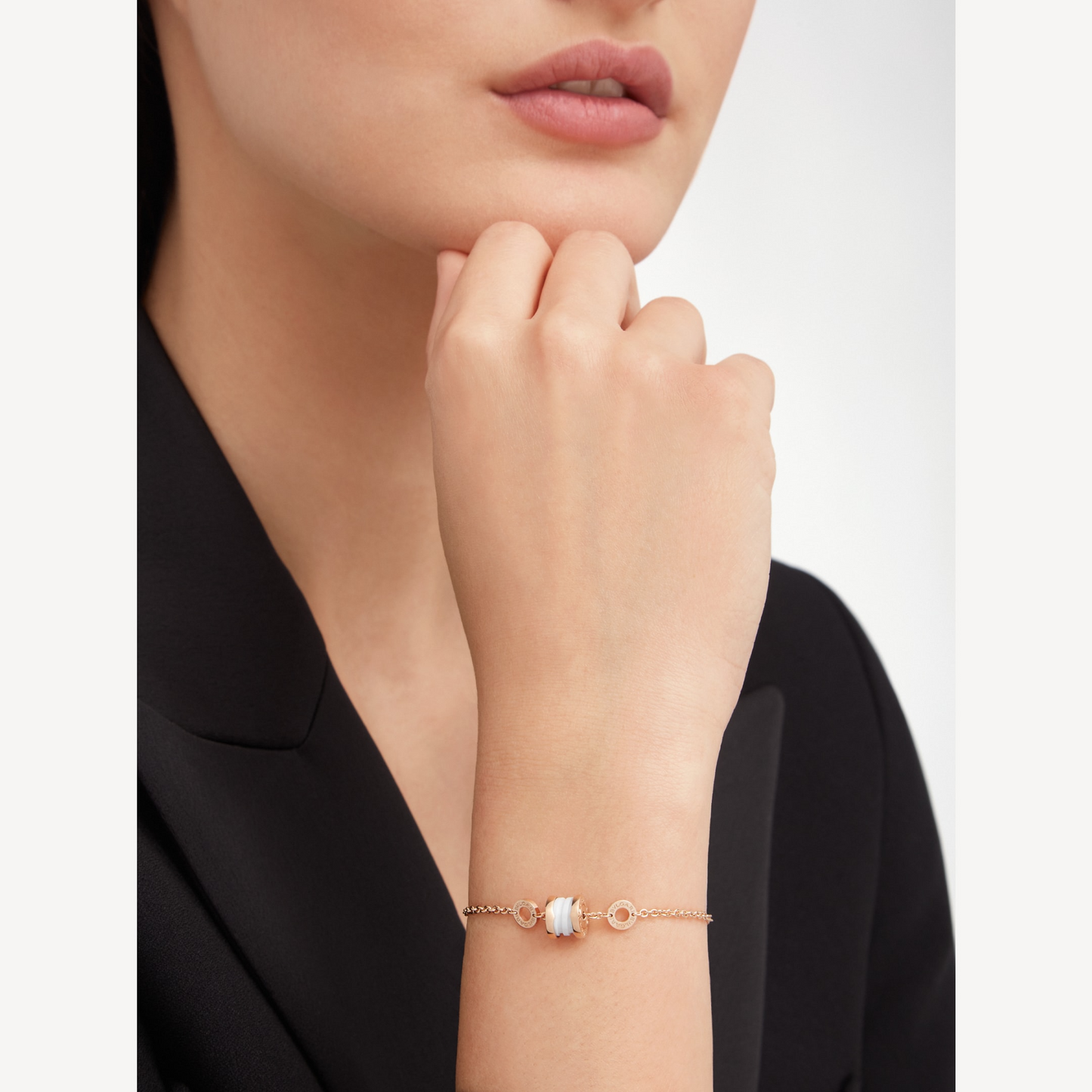 LUXEIFY ZERO 1 SOFT PINK GOLD AND WHITE CERAMIC BRACELET