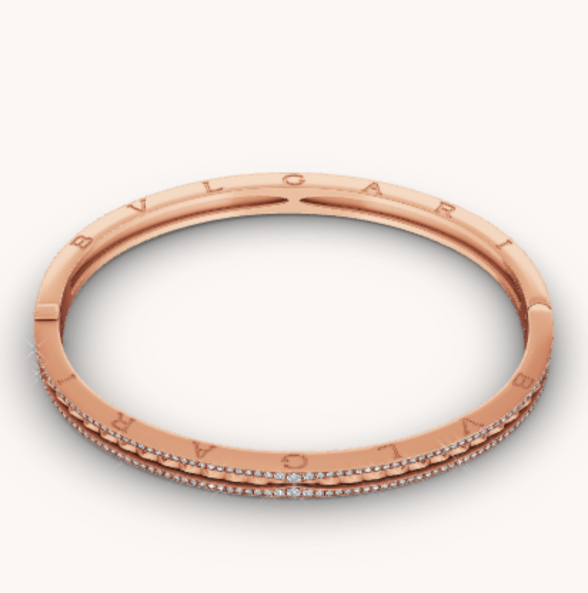 LUXEIFY ZERO 1 SPIRAL AND PAVED DIAMOND PINK GOLD BRACELET