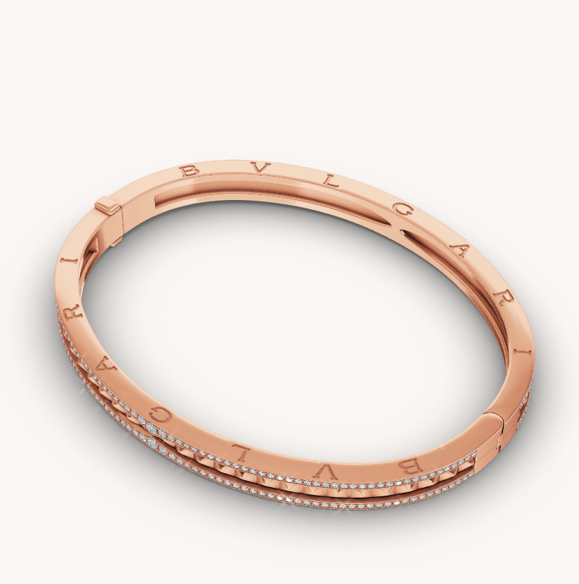 LUXEIFY ZERO 1 SPIRAL AND PAVED DIAMOND PINK GOLD BRACELET