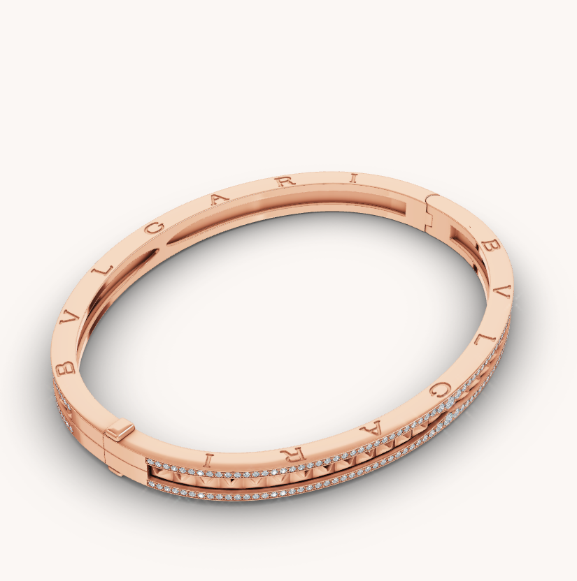LUXEIFY ZERO 1 SPIRAL AND PAVED DIAMOND PINK GOLD BRACELET