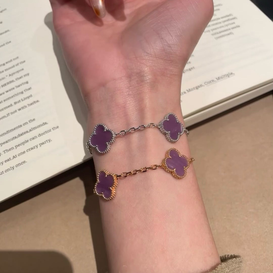 CLOVER 5 MOTIFS PURPLE VIOLET BRACELET