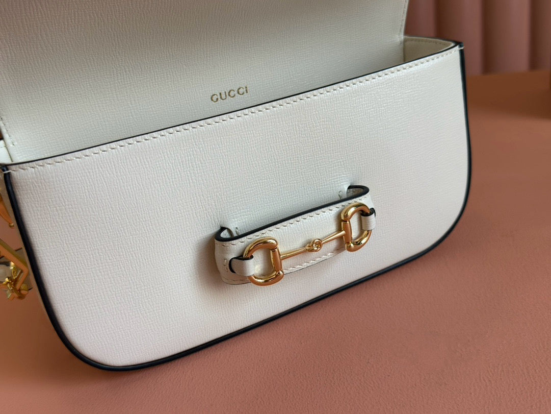 gg horsebit 1955 24cm small shoulder bag white calfskin