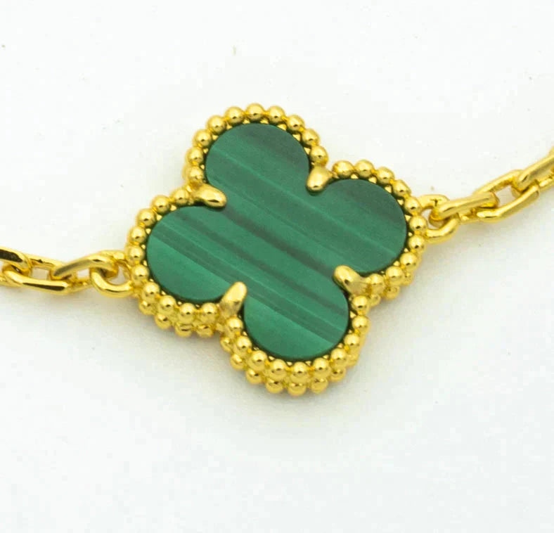 CLOVER 5 MOTIF MALACHITE DIAMOND BRACELET