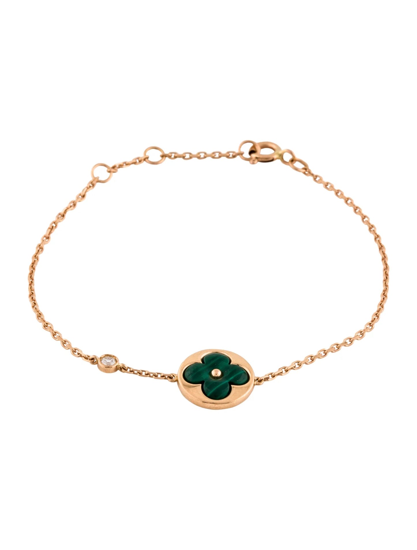 LUXEIFY SUN MALACHITE 1 DIAMOND PINK GOLD BRACELET