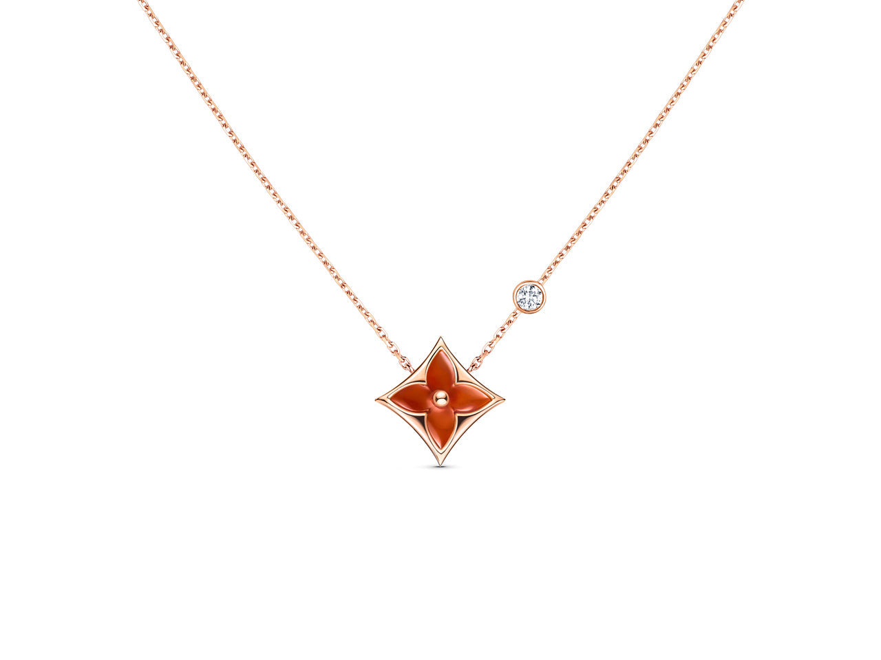 LUXEIFY STAR NECKLACE PINK GOLD 1 DIAMOND