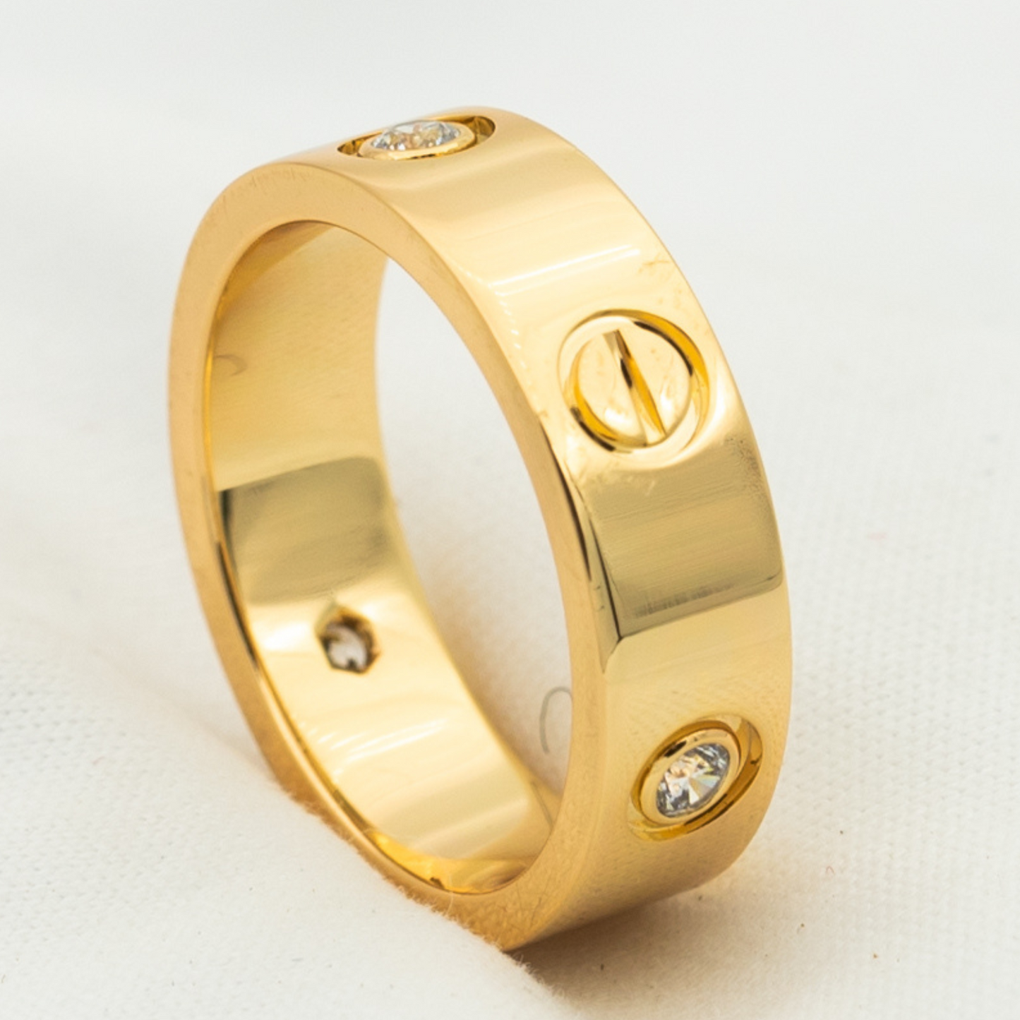 LUXEIFY LOVE RING 5.5MM 3 DIAMONDS PINK GOLD