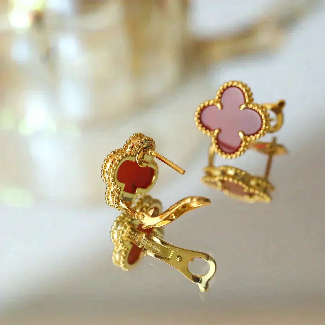 CLOVER MEDIUM 1 MOTIFS CARNELIAN EARRINGS