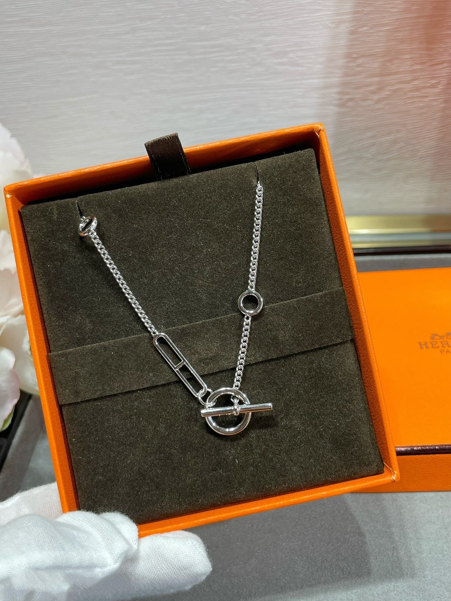LUXEIFY HM STERLING SILVER CHAINE D'ANCRE HEART