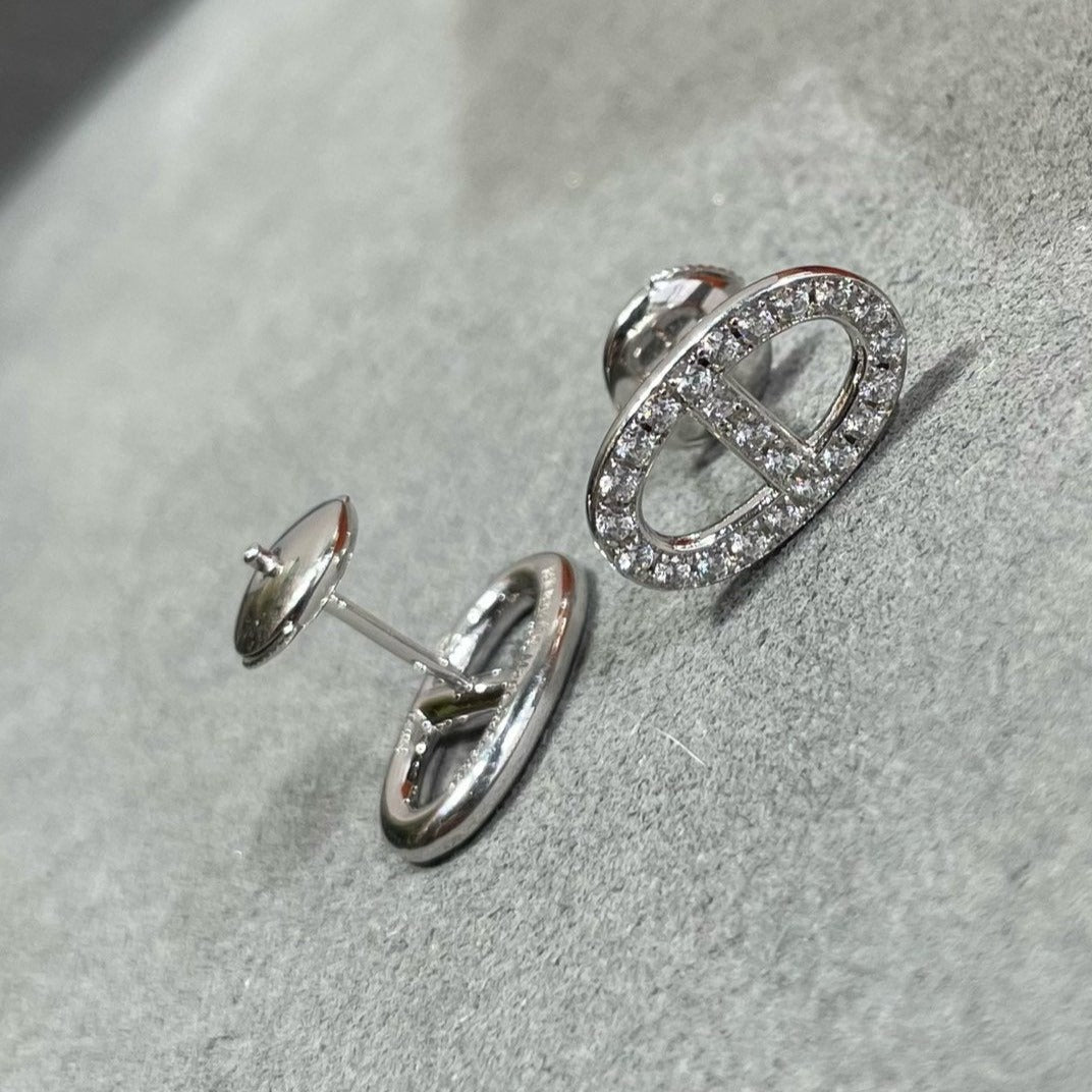 LUXEIFY HM FULL DIAMOND PIG NOSE STUD EARRINGS
