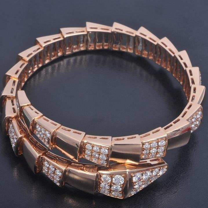 LUXEIFY SERPENTI WIDE BRACELET PINK GOLD DIAMOND