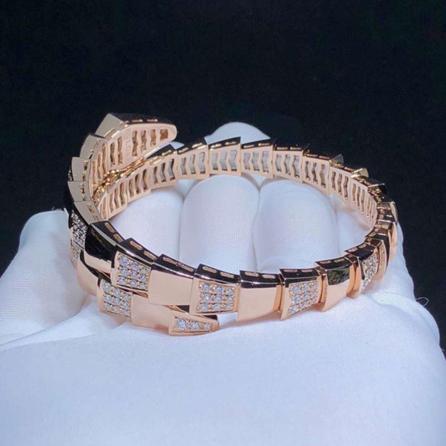 LUXEIFY SERPENTI WIDE BRACELET PINK GOLD DIAMOND