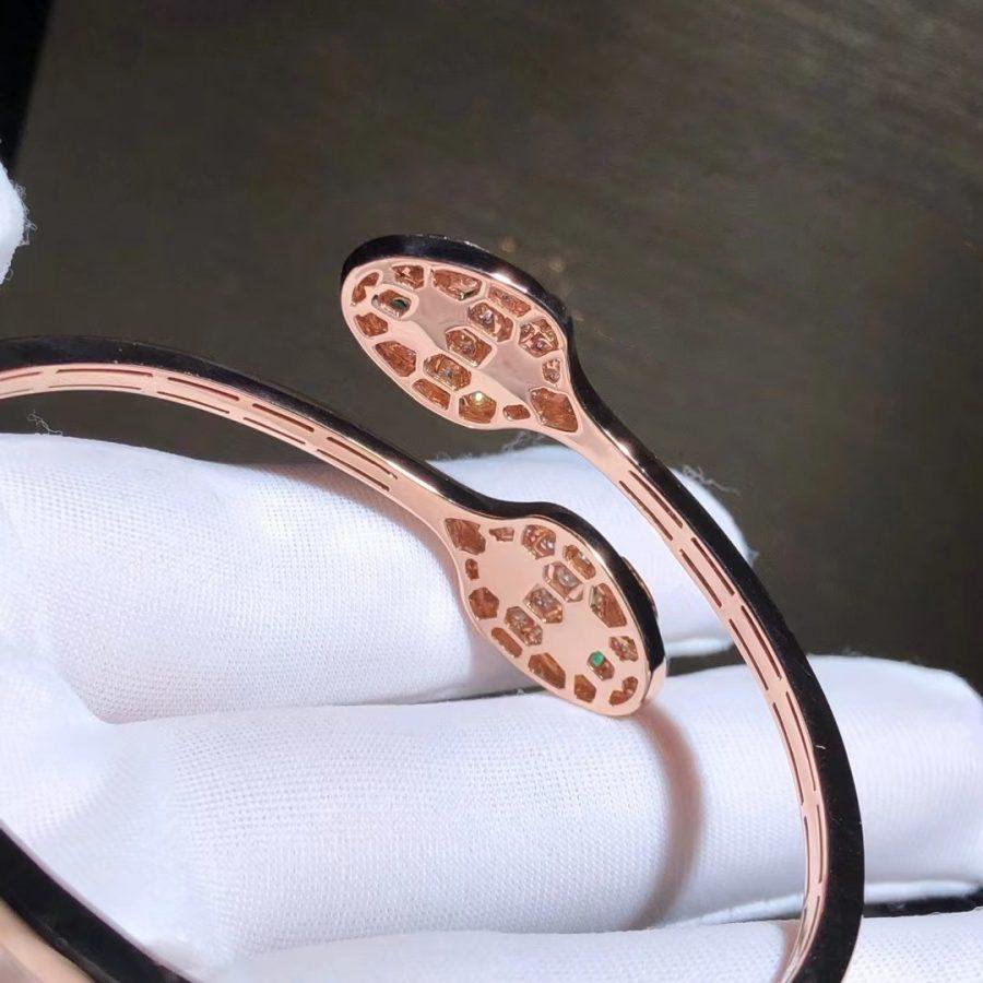 LUXEIFY SERPENTI BRACELET PINK GOLD MALACHITE DIAMOND DOUBLE SNAKE