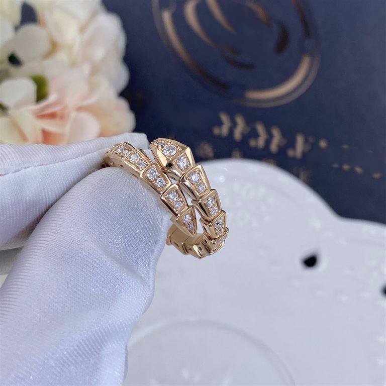 LUXEIFY SERPENTI RING PINK GOLD DIAMOND PAVED 4MM
