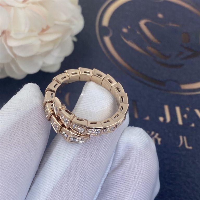 LUXEIFY SERPENTI RING PINK GOLD DIAMOND PAVED 4MM