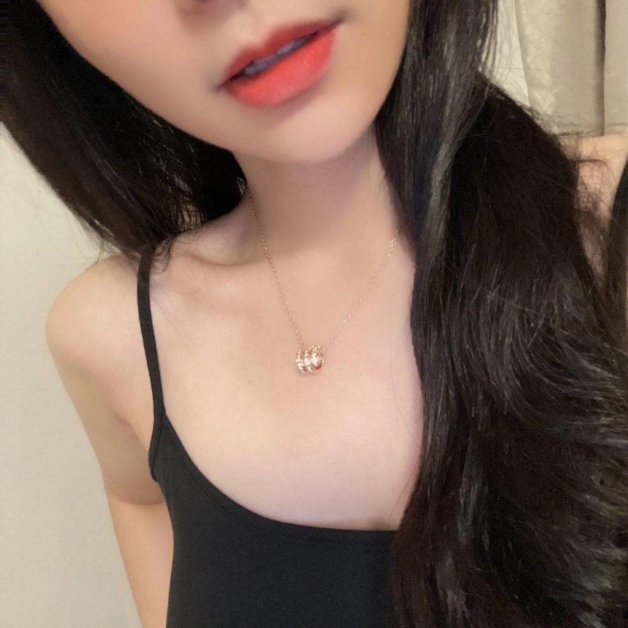 COLLAR LUXEIFY SERPENTI DE ORO ROSA CON DOBLE ANILLO DE DIAMANTE