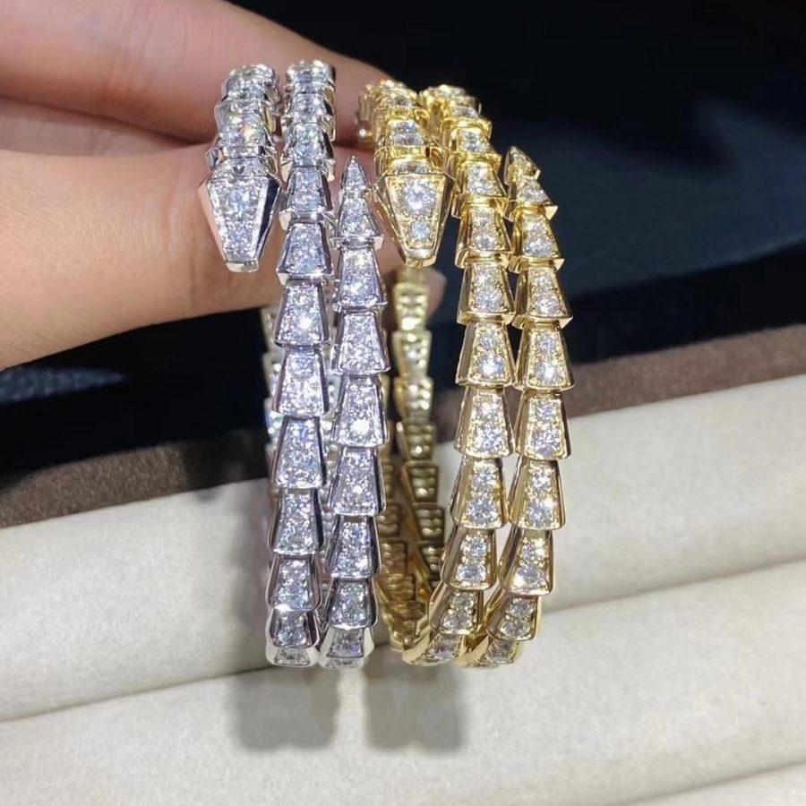 LUXEIFY SERPENTI BRACELET GOLD DIAMOND DOUBLE ROW