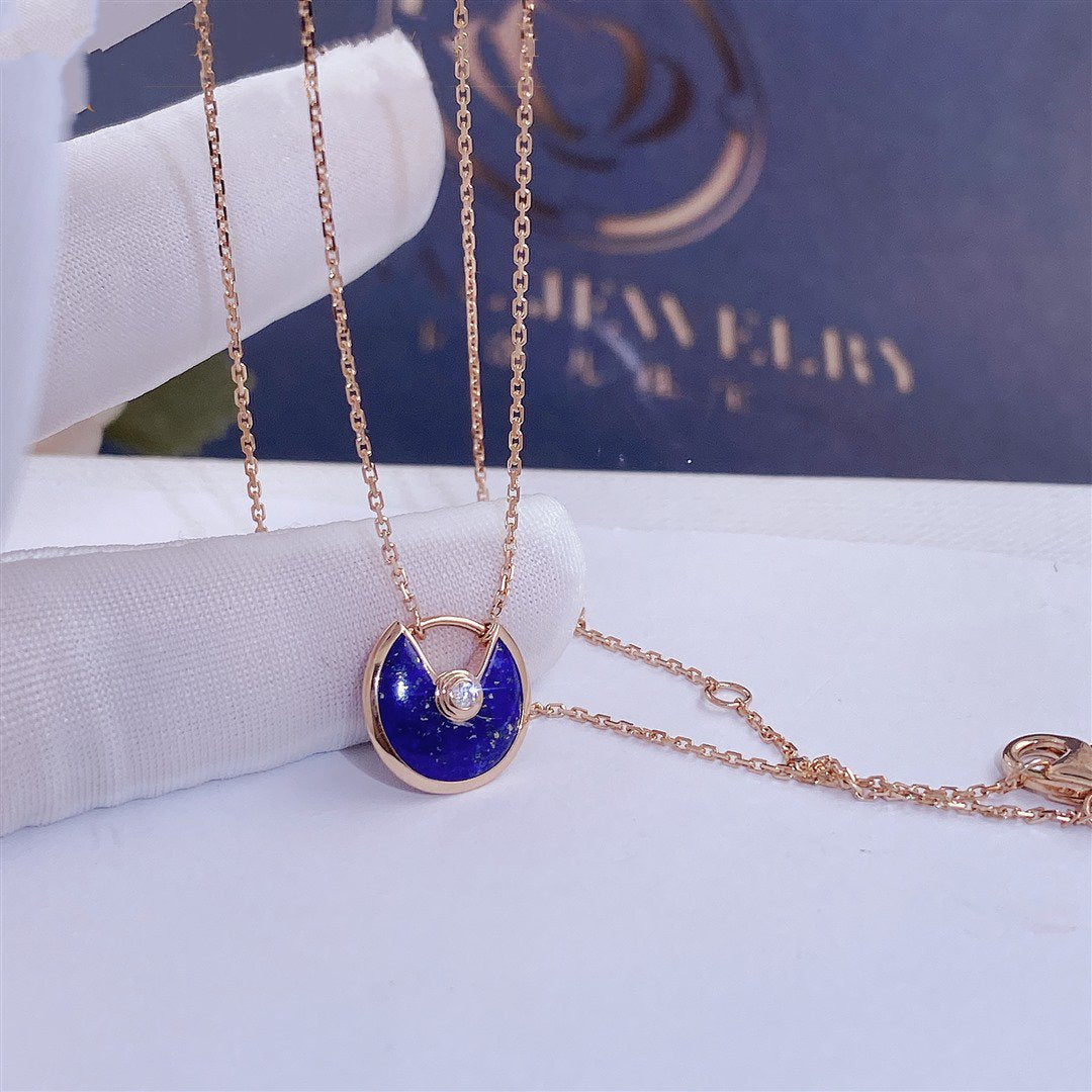 LUXEIFY AMULETTE ROSE GOLD AGATE NECKLACE