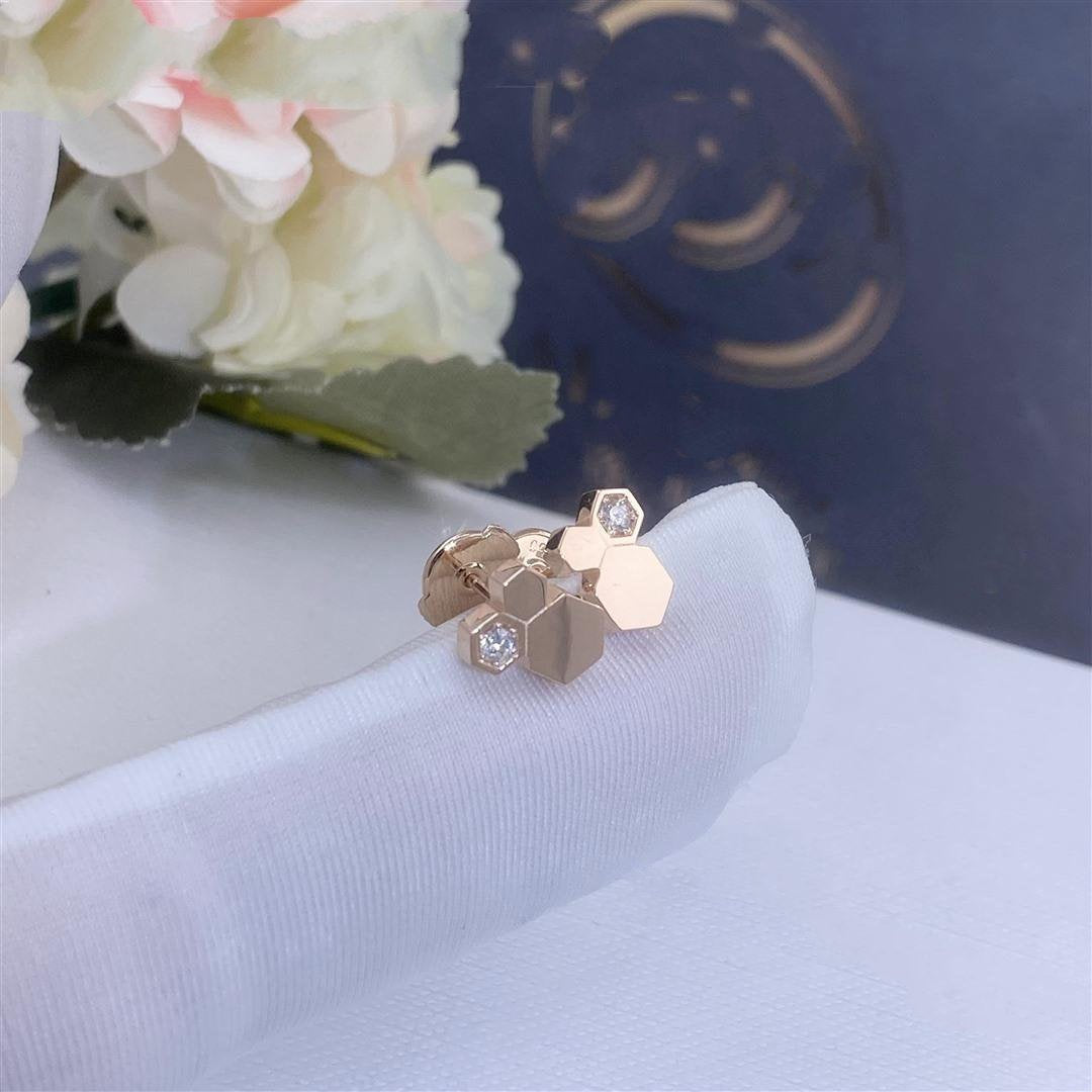 LUXEIFY BEE LOVE PINK GOLD DIAMOND EARRINGS