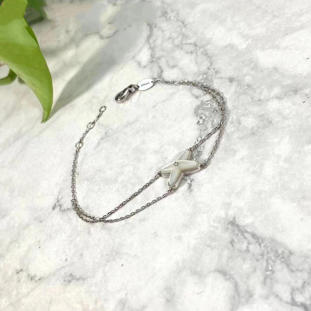 LUXEIFY JEUX BRACELET WHITE MOP SILVER 1 DIAMOND