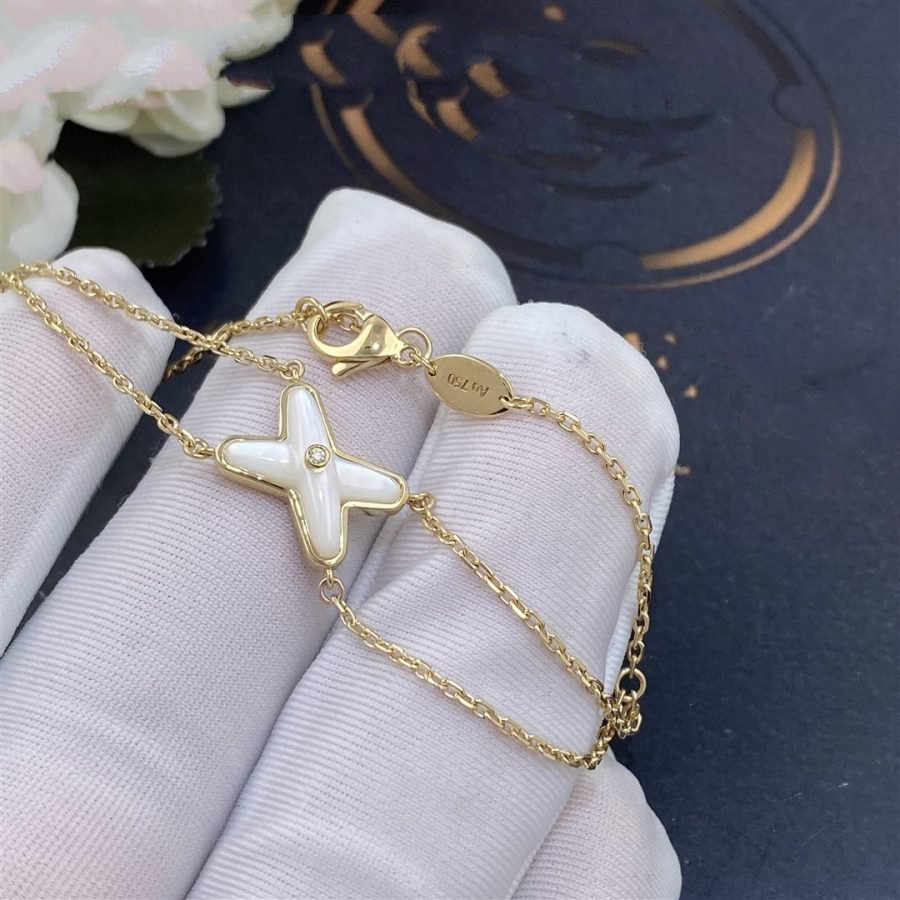 LUXEIFY JEUX BRACELET WHITE MOP GOLD 1 DIAMOND