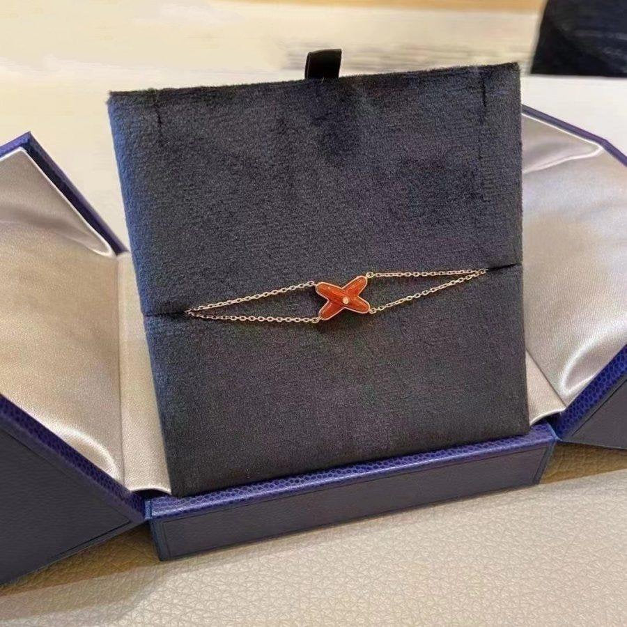 LUXEIFY JEUX BRACELET CARNELIAN PINK GOLD 1 DIAMOND