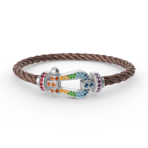 LUXEIFY FORC LARGE HORSESHOE COLORED DIAMOND BRACELET SILVER