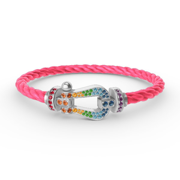 LUXEIFY FORC LARGE HORSESHOE COLORED DIAMOND BRACELET SILVER