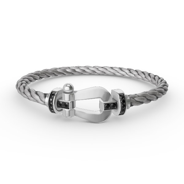 LUXEIFY FORCE LARGE HORSESHOE BLACK DIAMOND BRACELET SILVER