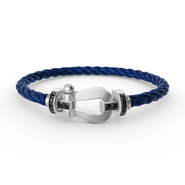 LUXEIFY FORCE LARGE HORSESHOE BLACK DIAMOND BRACELET SILVER