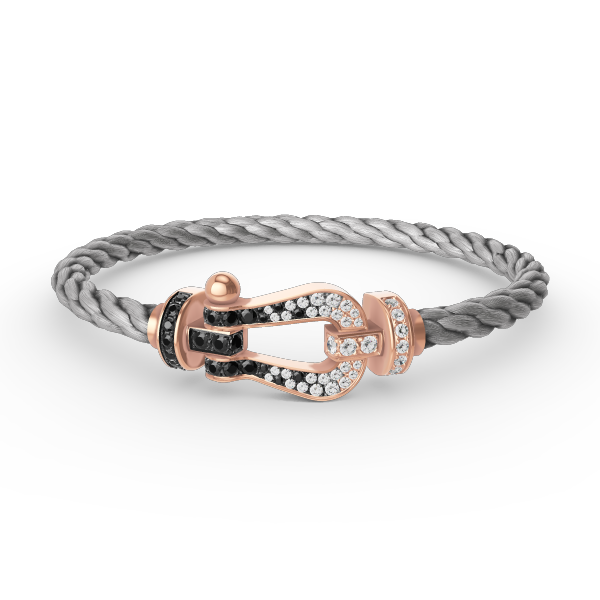 LUXEIFY FORCE LARGE HORSESHOE BLACK WHITE DIAMOND BRACELET ROSE GOLD