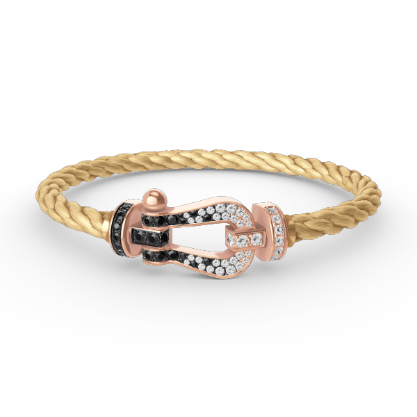 LUXEIFY FORCE LARGE HORSESHOE BLACK WHITE DIAMOND BRACELET ROSE GOLD
