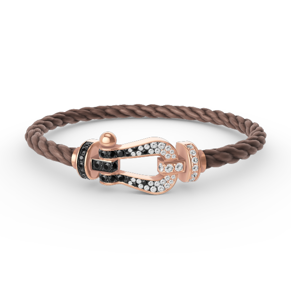 LUXEIFY FORCE LARGE HORSESHOE BLACK WHITE DIAMOND BRACELET ROSE GOLD