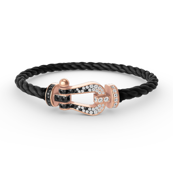 LUXEIFY FORCE LARGE HORSESHOE BLACK WHITE DIAMOND BRACELET ROSE GOLD