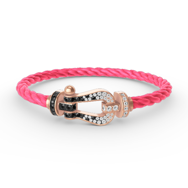 LUXEIFY FORCE LARGE HORSESHOE BLACK WHITE DIAMOND BRACELET ROSE GOLD