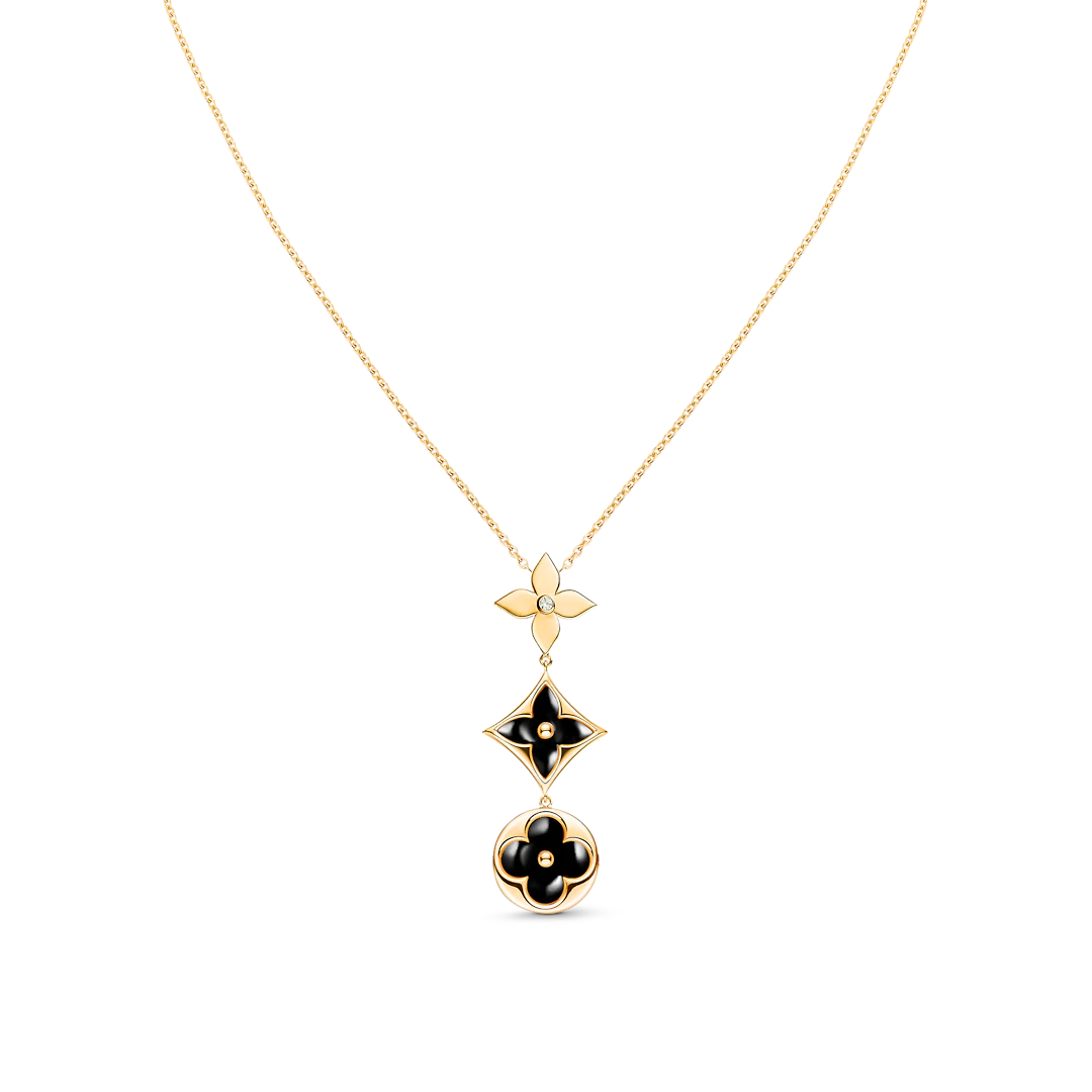 LUXEIFY STAR AND SUN ONYX PINK GOLD NECKLACE