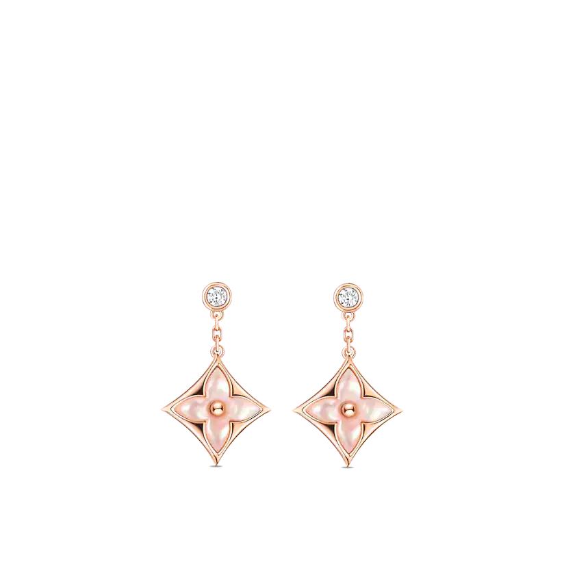 LUXEIFY DOUBLE STAR PINK GOLD MOP DROP EARRINGS