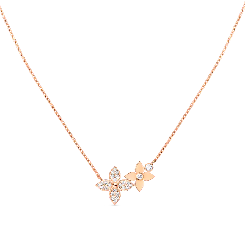 LUXEIFY STAR BLOSSOM NECKLACE PINK GOLD DIAMONDS
