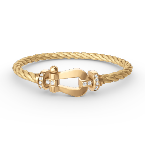 LUXEIFY FORCE LARGE HORSESHOE HALF DIAMOND BRACELET GOLD