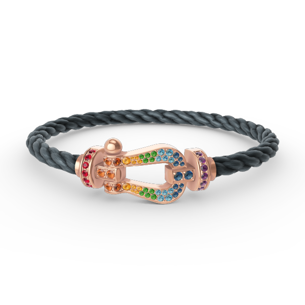 LUXEIFY FORCE LARGE HORSESHOE COLORED DIAMOND BRACELET ROSE GOLD